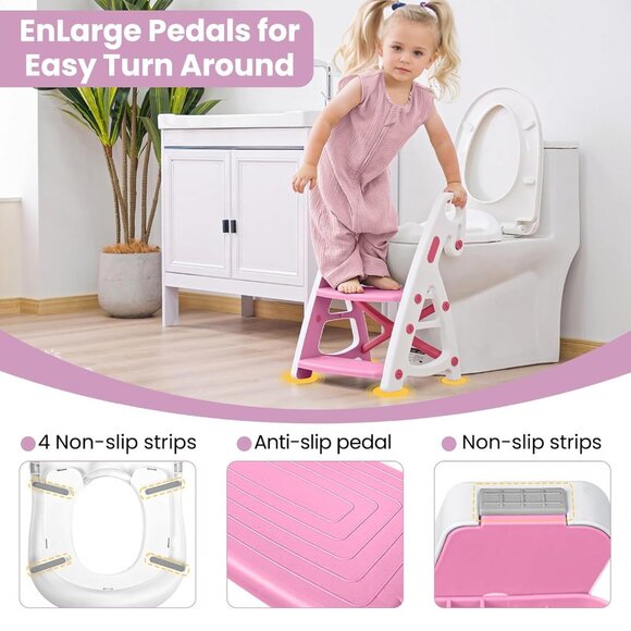 Potty Training Seat Toddler Step Stool Ultimate Stability Toilet Seat Adjustable - Picture 9 of 14